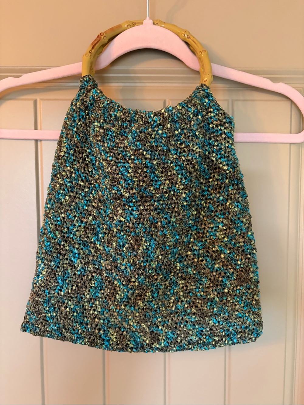 Handmade Multicolor Tweed Hand Bag – Turquoise, Gold, Bronze flecks